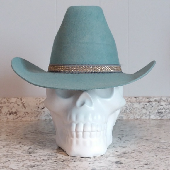 Vintage Accessories - Wool baby blue cowboy wester hat vintage